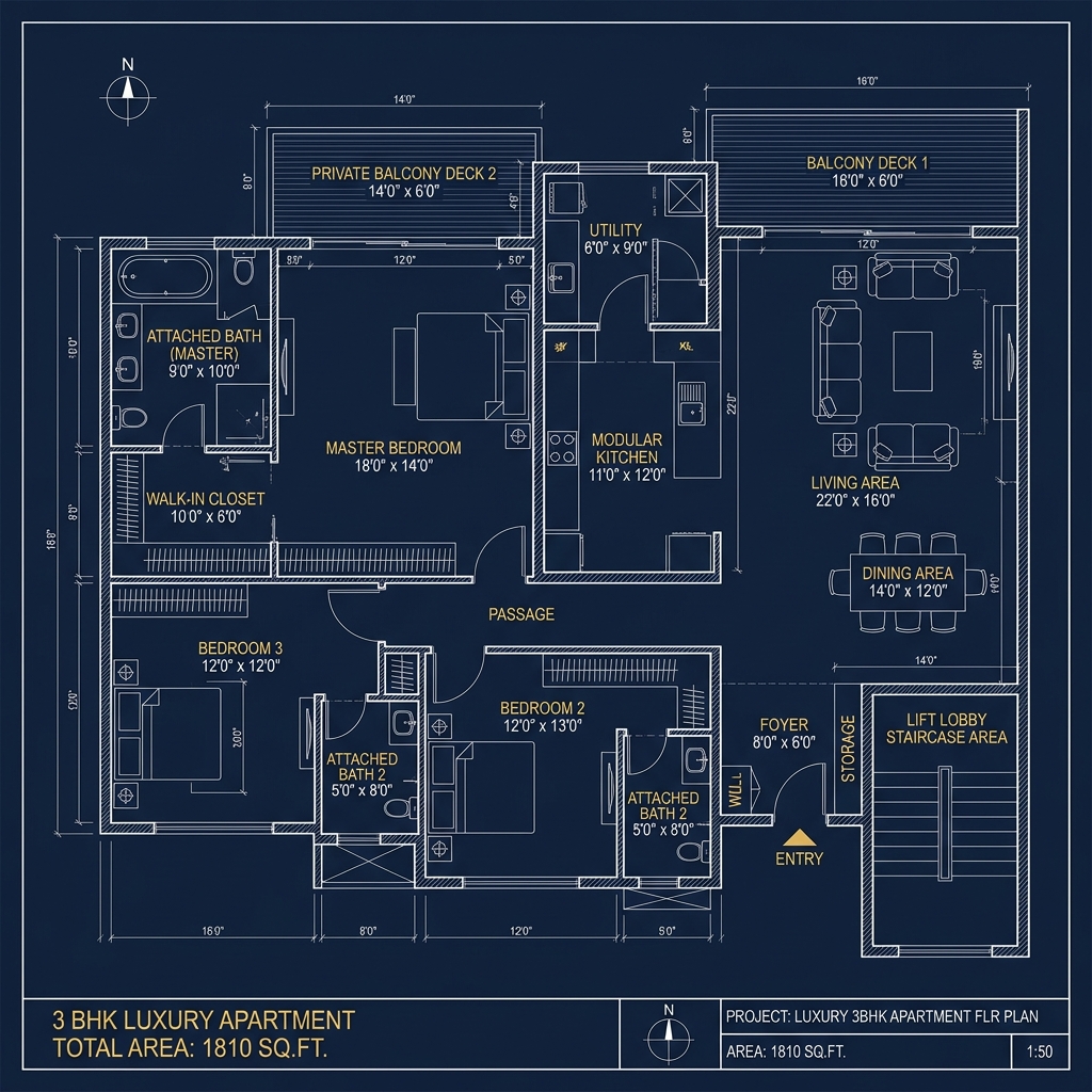 Godrej Brooklyn Avenue 3 BHK Floor Plan