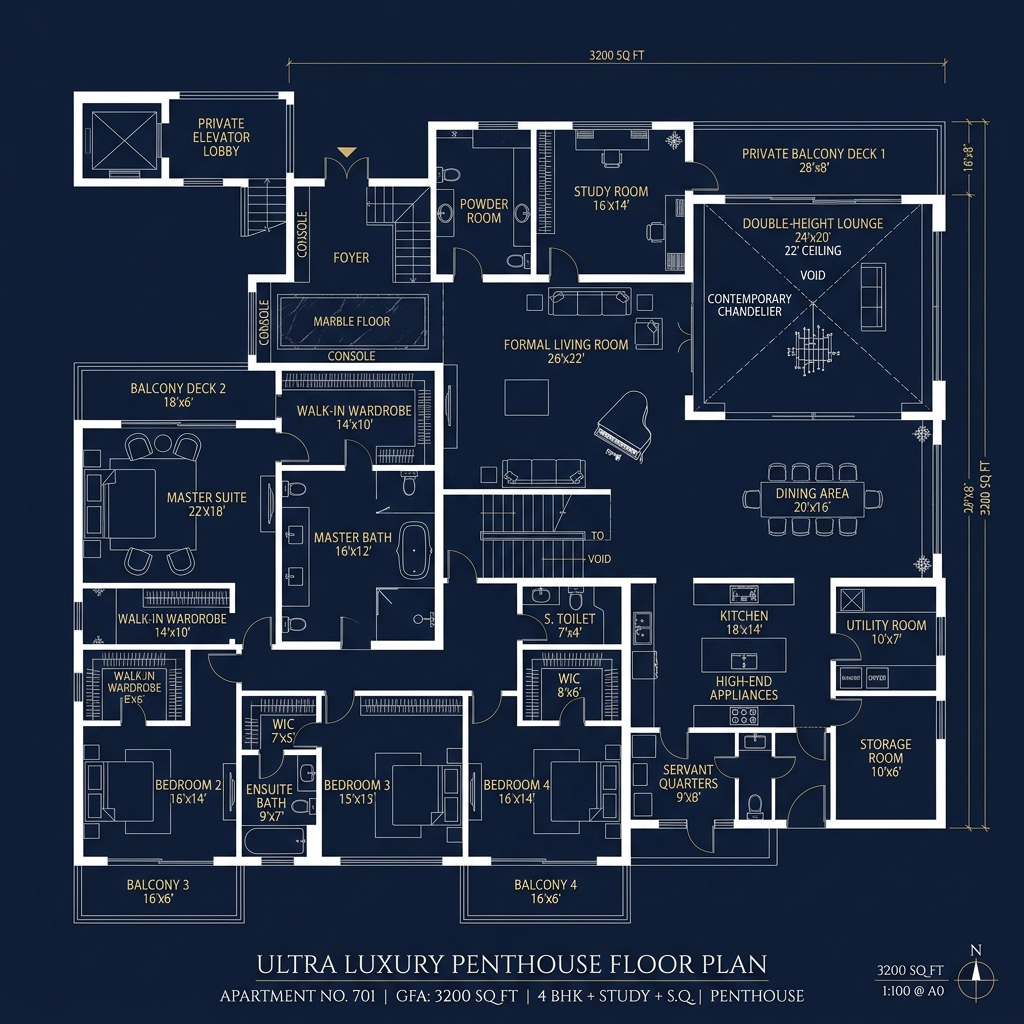 Godrej Brooklyn Avenue 4 BHK Floor Plan